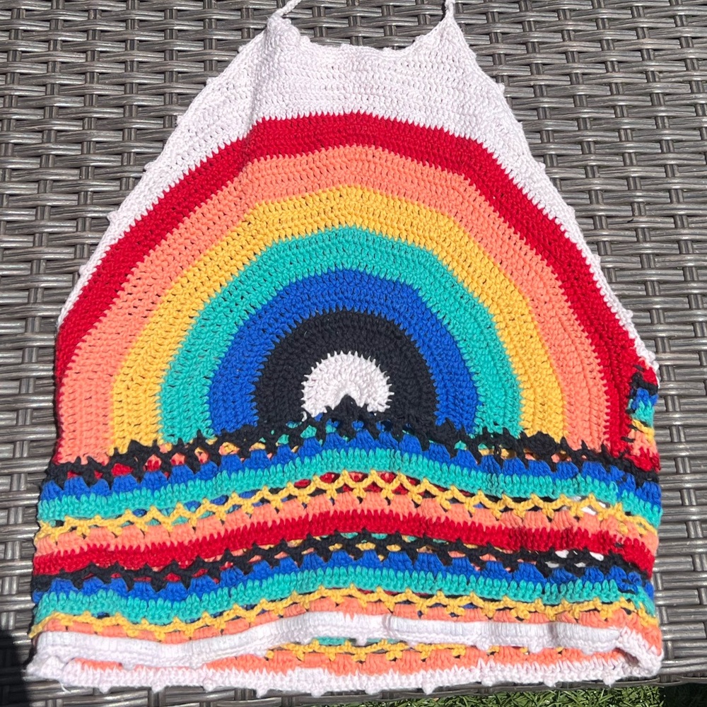 Rainbow knit halter top